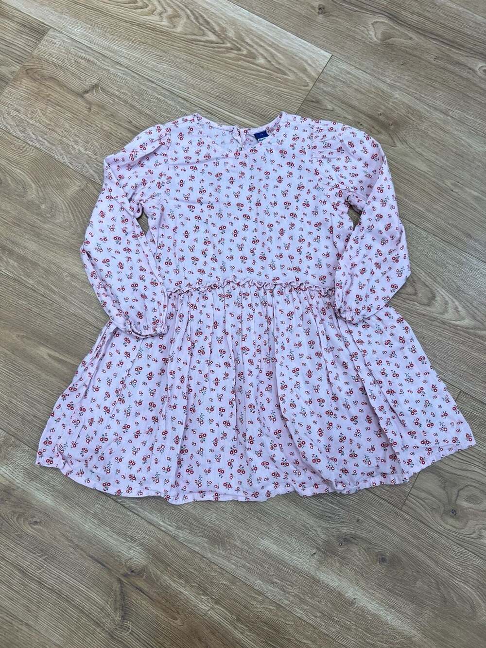 Old Navy Girls Pink Floral Long-Sleeve Ruffle Waist Trim Dress Size 5T